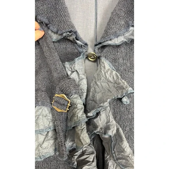 New Zone Bleue Paris Jacket Avant Garde Sz T2 (M EU 38/US 6) Blue Lagenlook 1988 - Picture 2 of 6